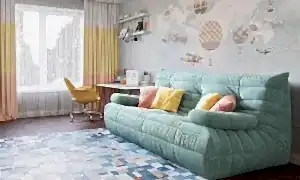 Диван ДеФранс мятного цвета в интерьере детской