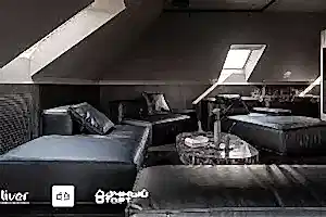 Дачный ответ, Мансарда в параллельной реальности, Диваны Gliver, Черный диван Фри от Gliver 